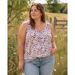 NWT St. John's Bay 2XL Floral Women's Blouse Cottage Prairie Bloom Farmhouse